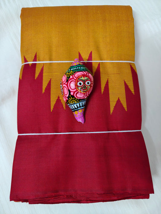 Mustard and maroon korvai Kanchipuram