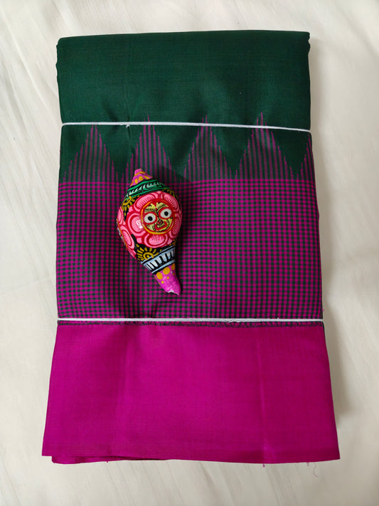 Green and pink korvai silk