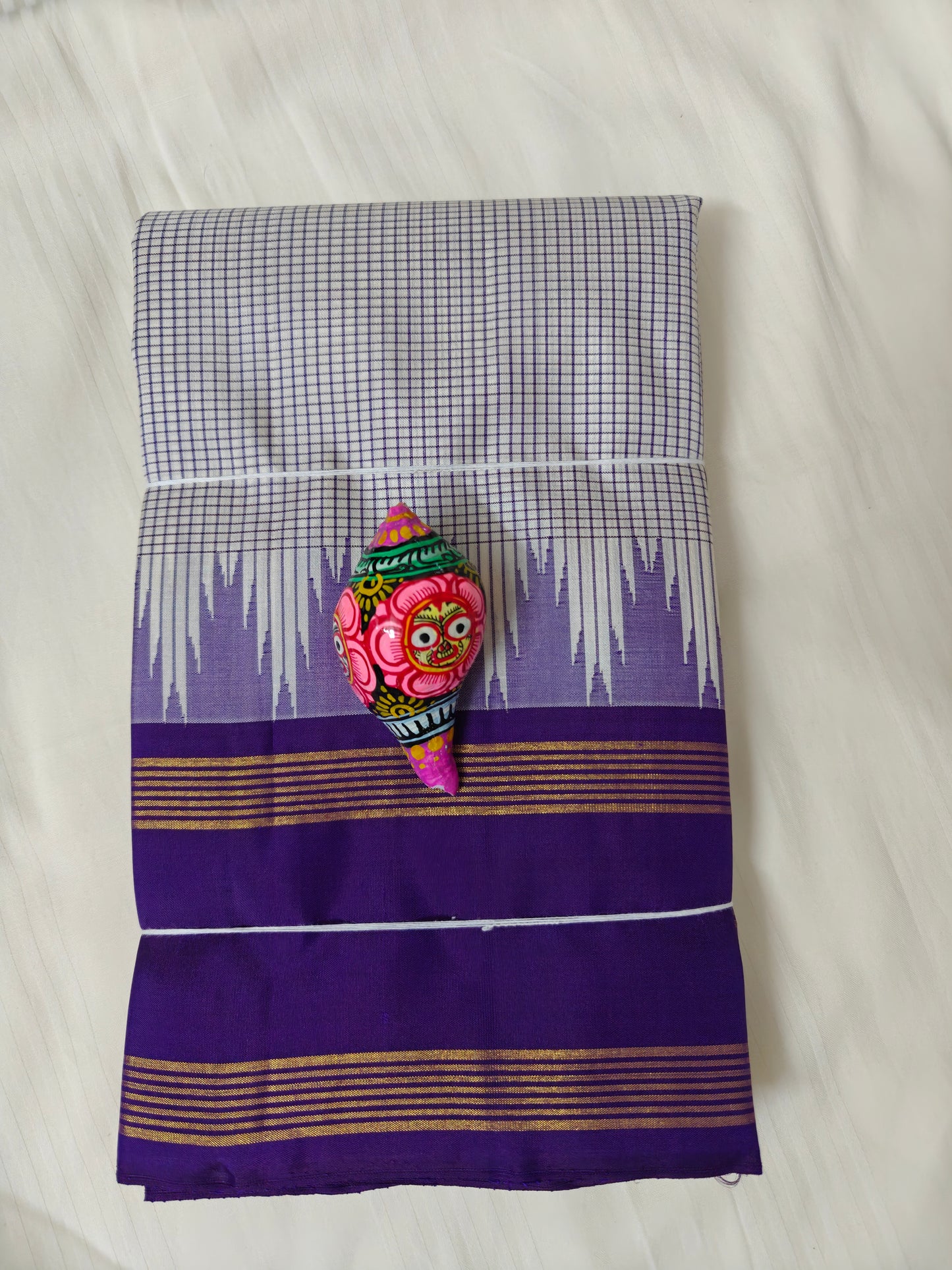 Kanchipuram korvai offwhite and purple
